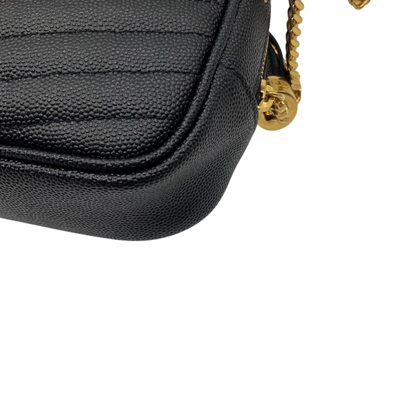 SAINT LAURENT BLACK MATELASSE CHEVRON QUILTED CALFSKIN LEATHER MINI LOU CAMERA B - Picture 10 of 13